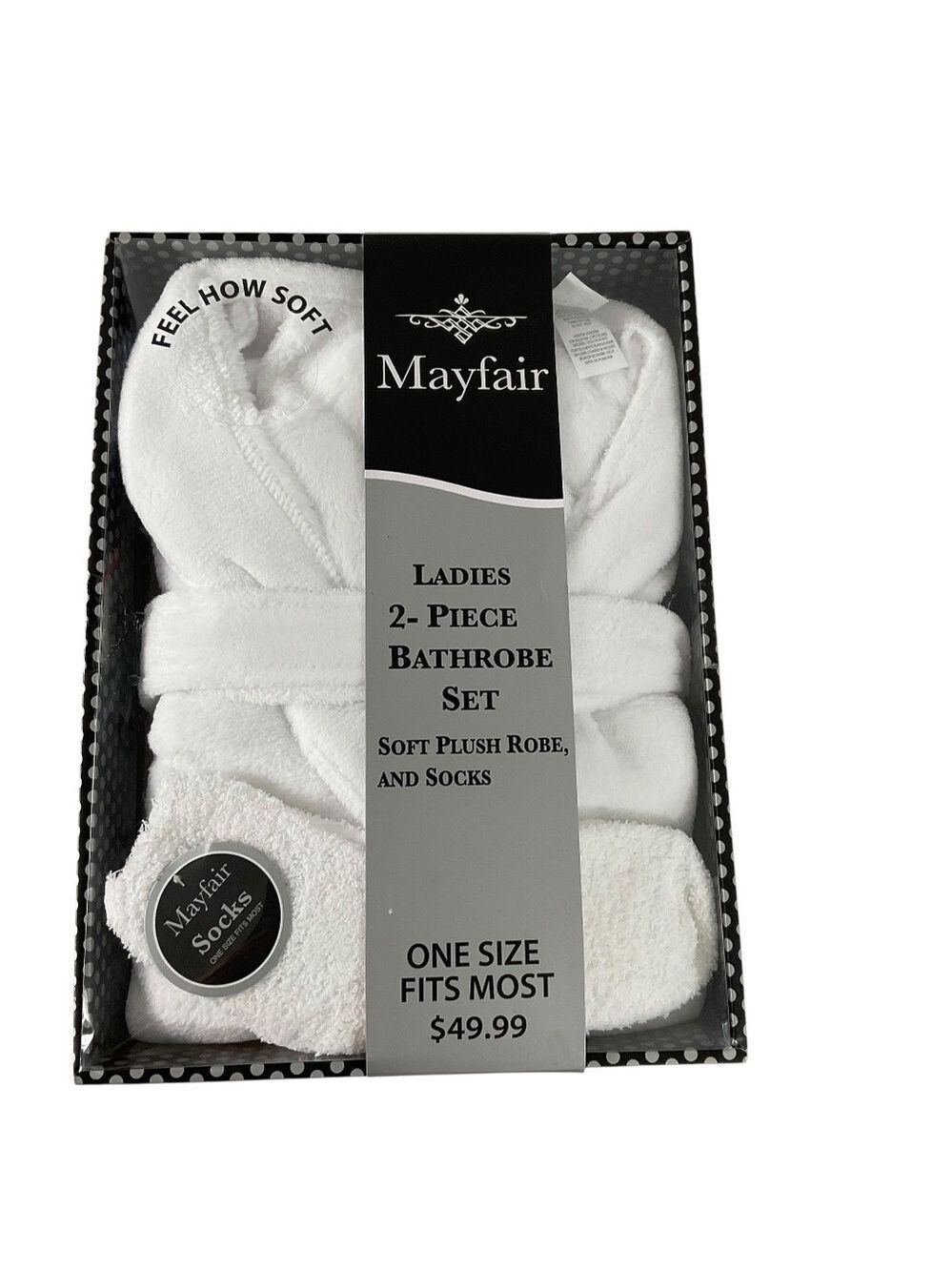 Mayfair Ladies 2-Piece Bathrobe Set with Plush Robe & Socks  One Size New in Box